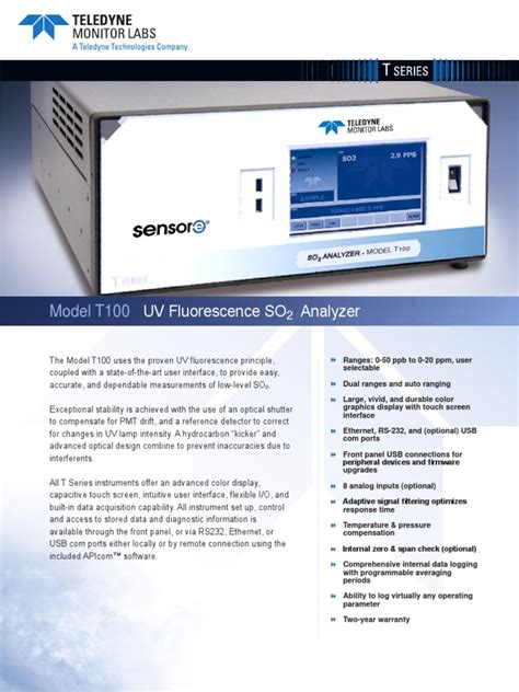 Model T100 UV Fluorescence SO Analyzer 